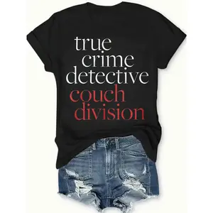 True Crime Detective Couch Division T Shirt Black Casual Wear Personalized Unisex Women's Top All Season Comfortable Breathable Short Sleeve Tee Suitable For Any Outfit Made In Usa