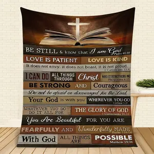 Faith Series Fleece Blanket Super Soft Warm for Home Office Leisure Air Conditioning Multi-functional Lightweight Cozy Blanket Perfect for Camping Travel Daily Use