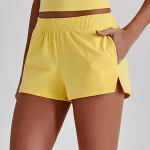 Women's Loose Athletic Running Shorts, Elastic High Waist Casual Gym Workout Shorts with Built-in Liner