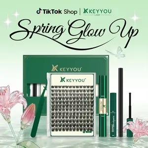 KEYYOU DIY Cluster Lashes Volume Waterproof Long-Lasting Lash Extension D Curl 8-18MIX Eyelash Extensions Cosmetic Makeup TikTok Shop FebruaryFaves
