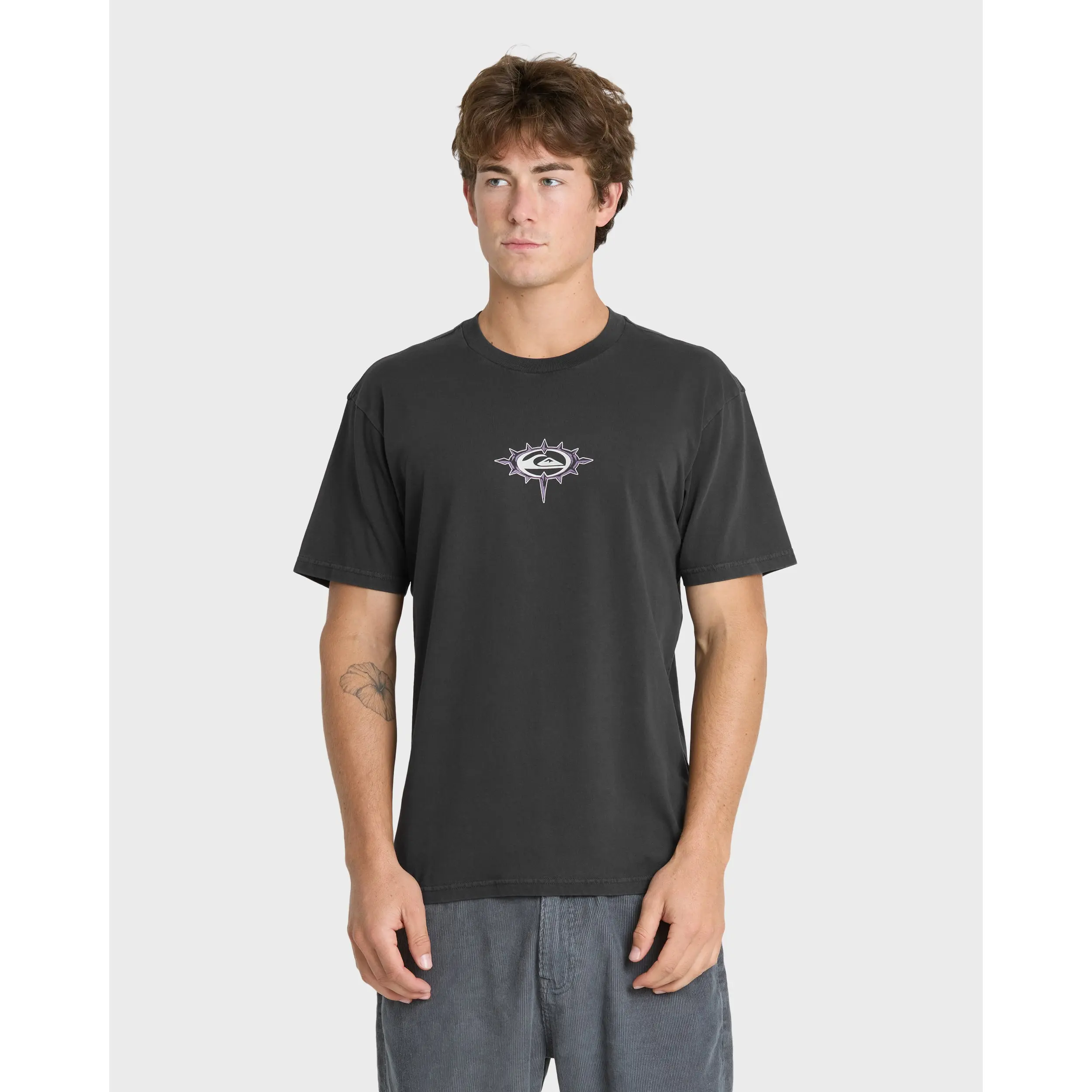 Quiksilver | Metal Vision Pigment Dye Short Sleeve Cotton T-shirt | Men's 100% Cotton Breathable Allover Print | Casual