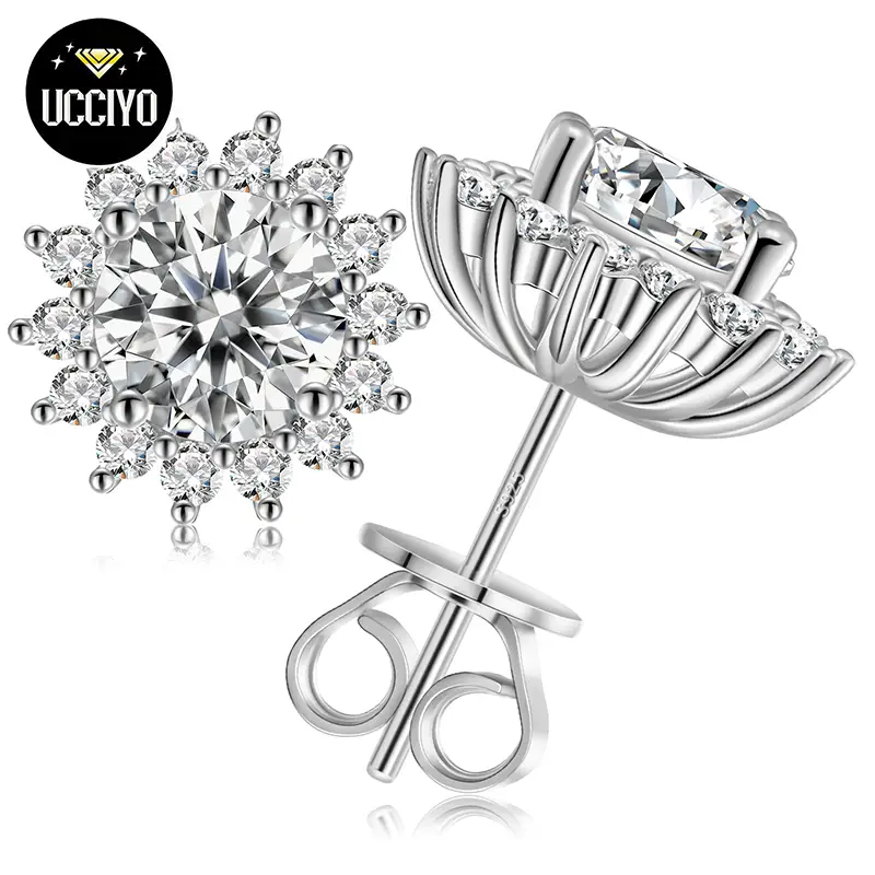 【#E101】Fashionable Simple Personalized Synthetic Moissanite Twelve-pointed Star Earrings For Women Men Personalized 925 Sterling Silver Jewelry