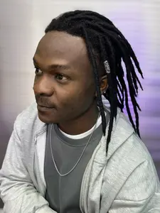 Men's Dreads Wig Block, Cool Men's Hairstyle, Fashion African Braids, Lightweight Breathable Full Lace Real Hair, Daily Wear, Party, Photography