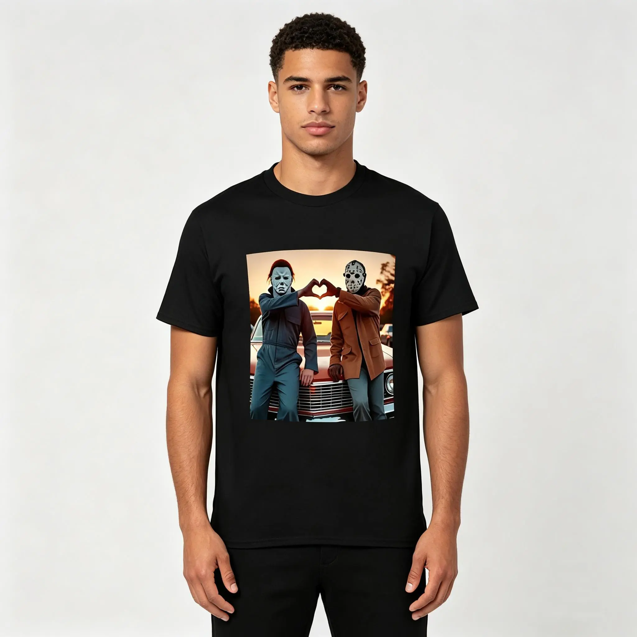 90s Vintage Retro Heart Hands Michael andJason Halloween TShirt