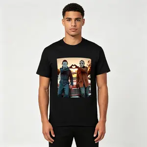 90s Vintage Retro Heart Hands Michael andJason Halloween TShirt