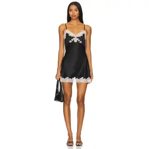 Only Hearts Mini Slip Dress in Black & Vintage