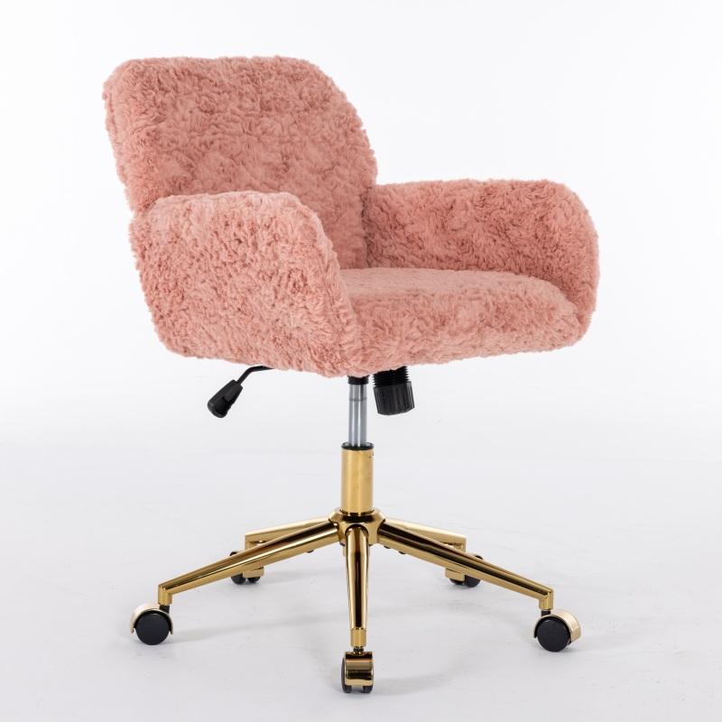 Top Office Chair,Adjustable Criss Cross Office Chair, Artificial rabbit hair Home Office Chair with Golden Metal Base,Adjustable Desk/Swivel/Vanity Office Chair