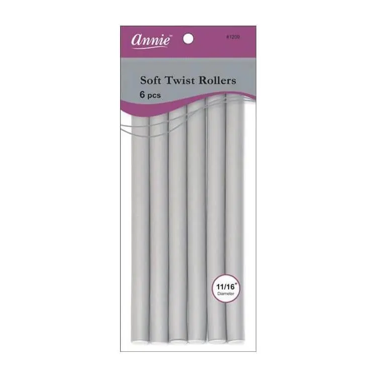 Annie #1209 Heatless Foam Hair Rollers, 6-Piece 11/16in Grey Haircare Pack, Wearable Overnight for Medium Curls and Twists, Creates Heatless Waves & Bouncy Curls, Works With All Hairstyles, Curly Hair, Overnight Wear, Styling, Foam Rollers