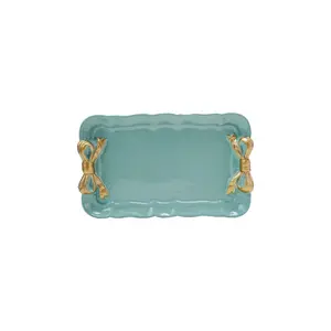 Decorative Metal Tray with Gold Finish Bows