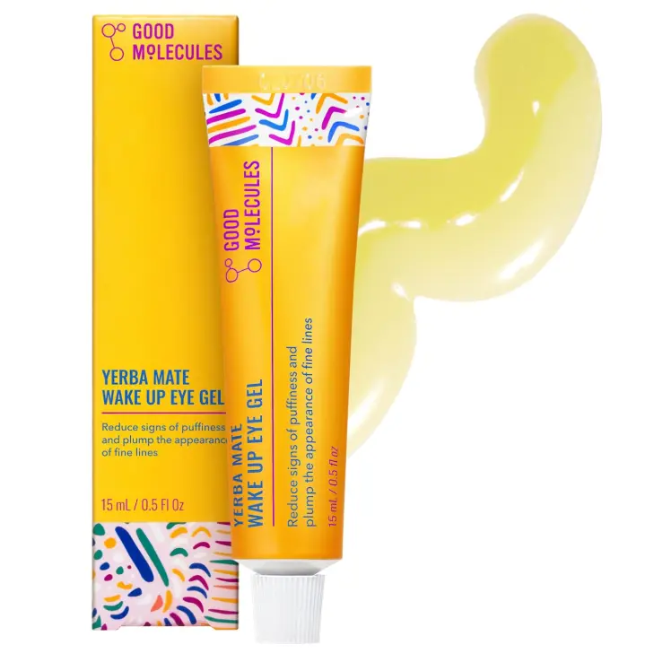 Good Molecules Yerba Mate Wake Up Eye Gel – Hydrating Under-Eye Gel with Hyaluronic Acid & Caffeine, Targets Dark Circles & Puffiness