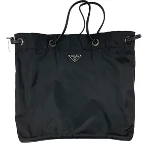 Pre-owned PRADA Black Nylon Drawstring Top Handle Tote Bag/WJ04120518