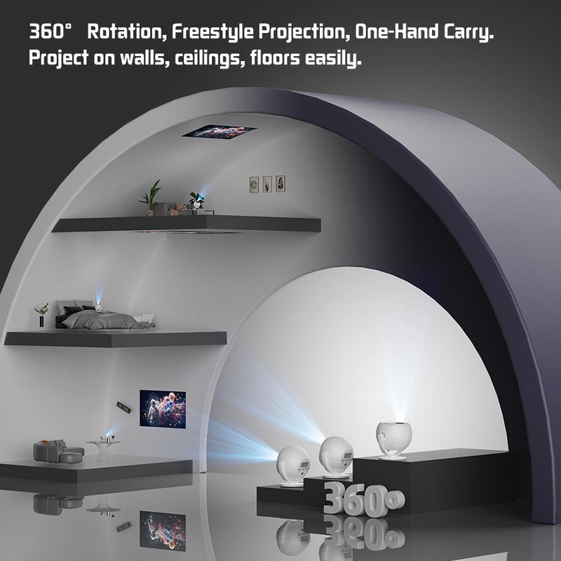 XBJ Portable Projector with WiFi 5G & Bluetooth, HD Home Video Projector for Outdoor Movies, 200" Screen with Built-in Speaker, Support 360° Correction Audio projector 4k projector for bedroom projectors