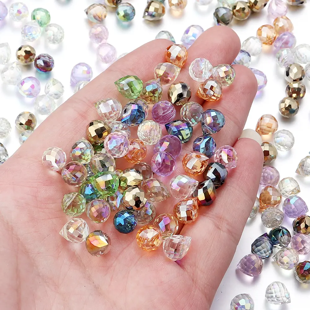 50pcs/lot AB Color Crystal Beads Faceted Strawberry Shape Beads Loose Spacer Beads For Jewelry Making Findings DIY Accessories