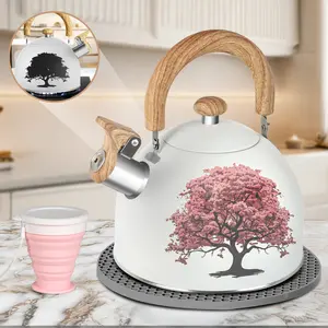 ARC Color Changing Whistling Kettle, 2-Quart Stovetop Teapot with Folding Cup & Trivet Mat ,The Most Adorable Way to Upgrade Your Tea Routine