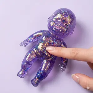 Jumbo Glitter Baby Squishy, 5.5 Inch Slow Rising Soft Stretchy Stress Relief Fidget Toy, Purple Holographic Sensory Toy for Kids Adults, Cute Elastic Collectible