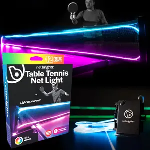 Brightz Netbrightz Table Tennis Net Light - 12.5 ft LED Net String for Colorful Play & Lasting Memories - Easy Setup