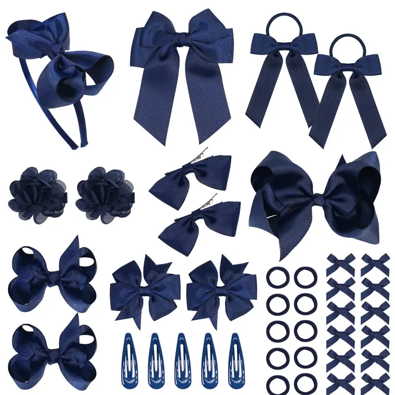 15/40 Piece Bow Hair Accessories Set, Headbands Clips Rubber Bands, Christmas Holiday Party Decorations, Easy Match Hair Accessory Set, Outfit Matching