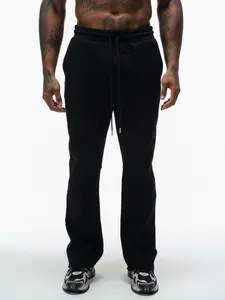 ANANKE Fate Heavyweight Fleece Flared Sweatpants - Mid Waist Fitted Below the Ankle All Seasons Street Style Cotton & Polyester Blend with Elastic Waistband and Side Pockets Menswear Canvas