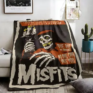 M-Misfits Band Throw Lightweight Flannel Summer Nap Blanket, Soft Cozy AC Blanket for Air Conditioner Room, Breathable Skin-Friendly Comfortable Touch No Shedding, Ideal for Sofa Bed Office Travel Camping Home, Affordable Gift