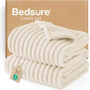 Bedsure Waterproof Comfy Dog Blankets for Large Dogs - Soft Pet Cat Blanket Corduroy Fleece for Couch Bed Protector Washable, Cozy Calming Reversible Furniture Protection for Puppy