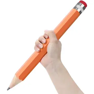 Wooden Jumbo Pencils for Prop/Gifts/Decor - 14 Inch Funny Big Novelty Pencil with Cap(Orange Red) for Schools and Homes