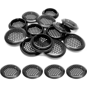 20pcs 2 Inch (53mm) Air Vents, Stainless Steel Circular Soffit Vent, Round Mesh Holes Louver Vent for Closet, Kitchen, Shoes Bathroom Cabinet (Black)