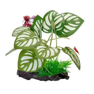 CTWPets Betta Driftwood Decor – Soft Silk Aquarium Plant with Natural Base for Bettas, Shrimp & Tropical Fish Tanks