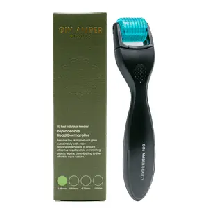 Gin Amber Beauty Replaceable Head Dermaroller (0.25mm) - 192 Real Individual Needles, Microneedling Device, Serum Absorption, For Sensitive Skin, Safe and Painless