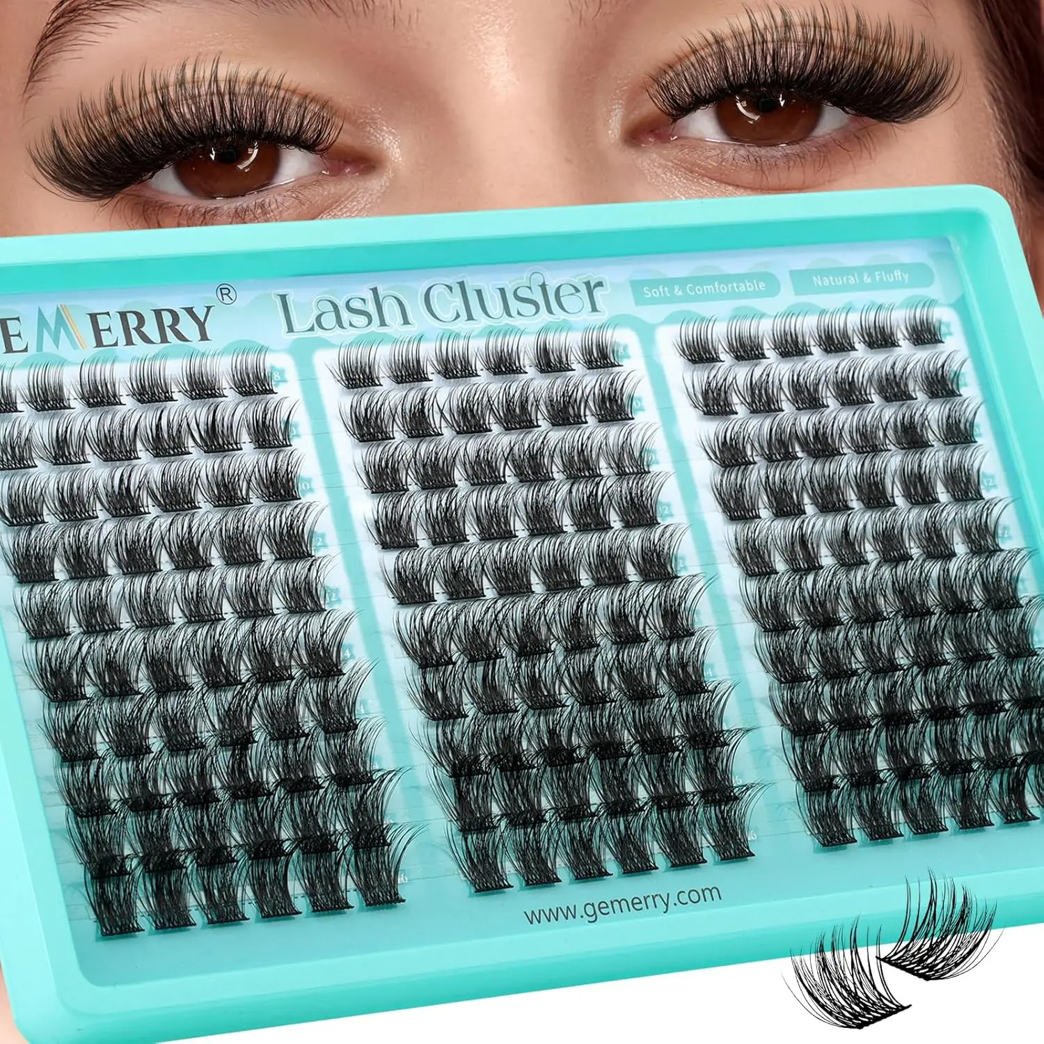 GEMERRY Lash Clusters 240PCS Natural D-Curly C9 8-16mm | Lashes Clusters Individual Lashes Cluster Eyelash Extension DIY Eyelash Clusters Fully & Lightweight