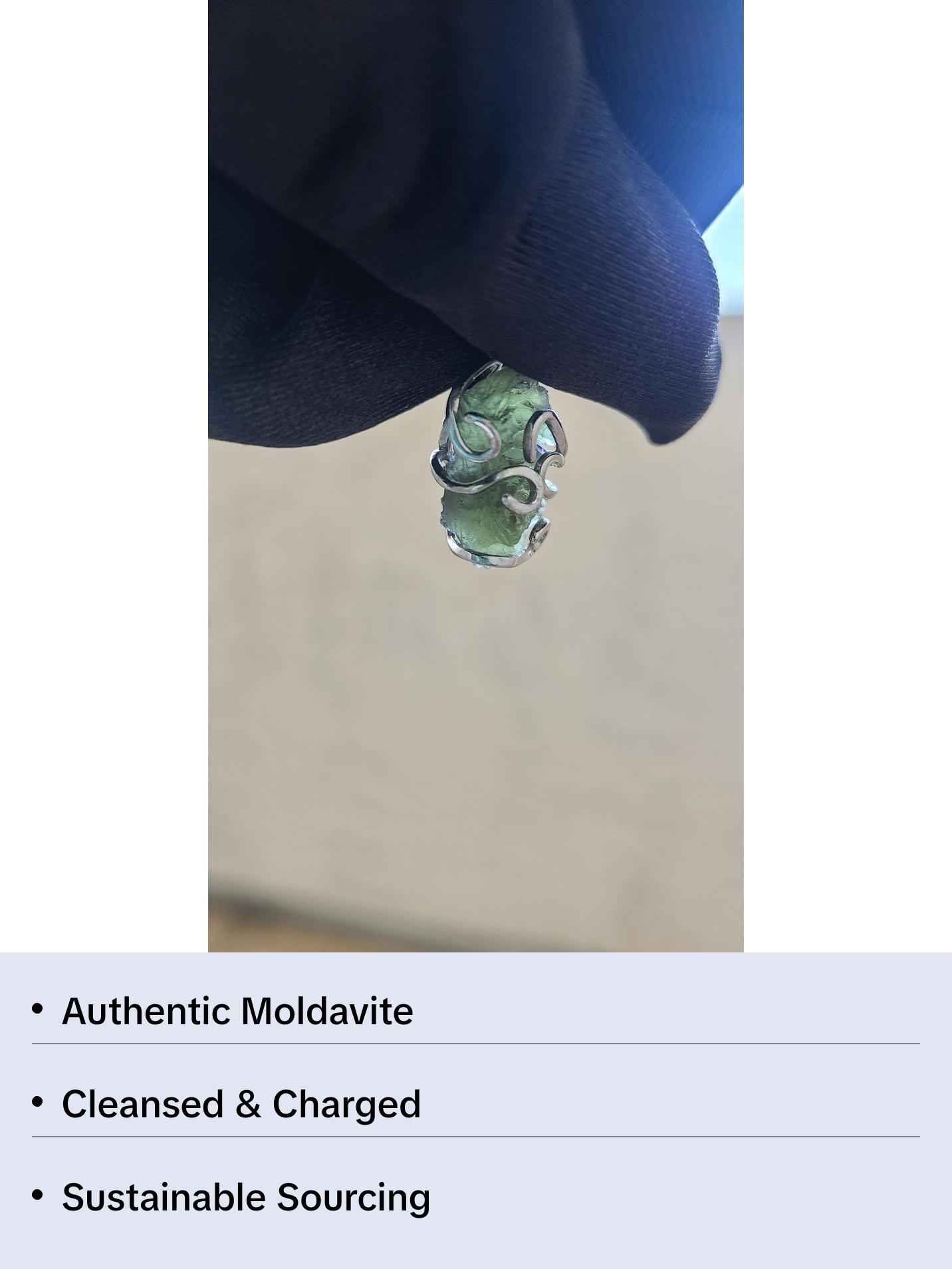 3.30g Rough Moldavite in Sterling Silver