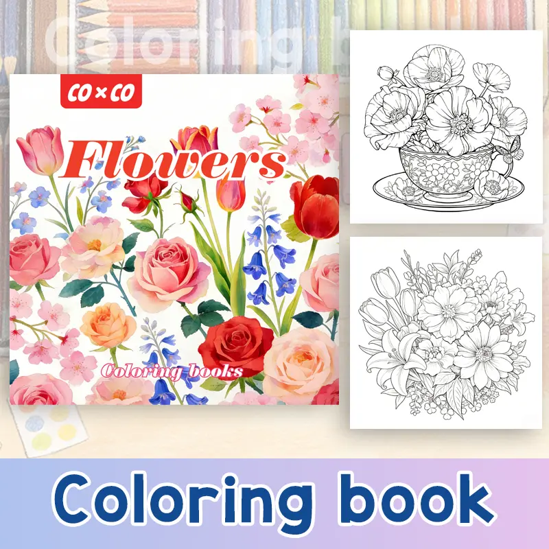 Floral Art Activity Sheets - 8.27 in Blossom Drawing & Pigment Filling Paper, Creative Botanical Sketch Office Art Supplies for Adults Seeking Artistic, Relaxing Experiences with Endless Creative Expression Possibilities, 8.27 Inches, Adults Seeking Artis