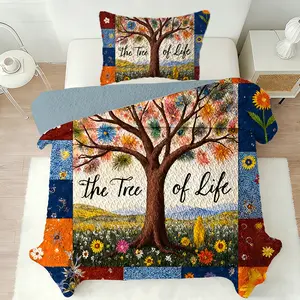 Reversible Quilt Bedding Set,Premium Stitched Quilted Coverlet with 2 Pillow Shams,Vibrant Digital Print Bedspread, No Shrinkage & Anti-deform Soft All Season Bed Set for Queen/King Size Bedroom Decor