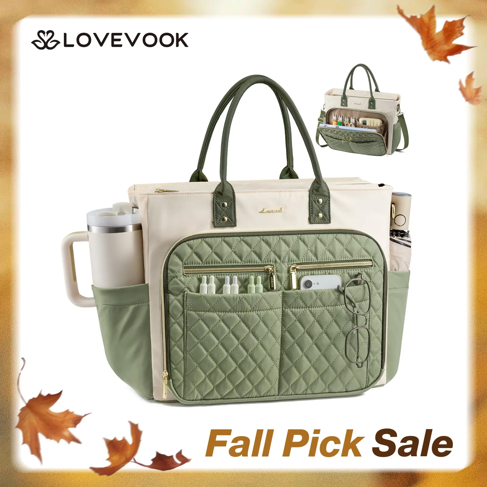 LOVEVOOK Tote Bag for Women, Teacher Nurse Work Laptop Bag, Quilted Bible Computer Shoulder Bag for Business Travel College back to shcool