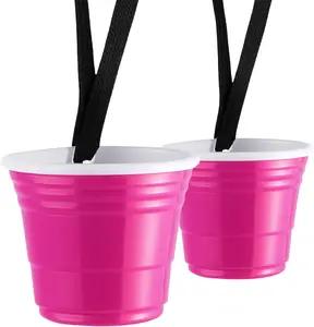 Red Cup Living Pink Shot Glasses with Lanyard 2oz Reusable Heavy Duty Perfect for Parties and Gifting Christmas Holiday Gifts Cocktail Vodka Shot Glasses 2