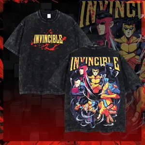 Limited Invincible Family - Invincible War Comic Double Printed Oversize Lightweight Acid Washed Tee TV Series Graphic Tee T-Shirt
