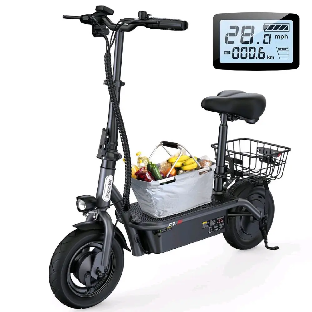 Brand New iScooter 1000W Electric Scooter with Seat, Long-Range Commuting E-Scooter, 28MPH