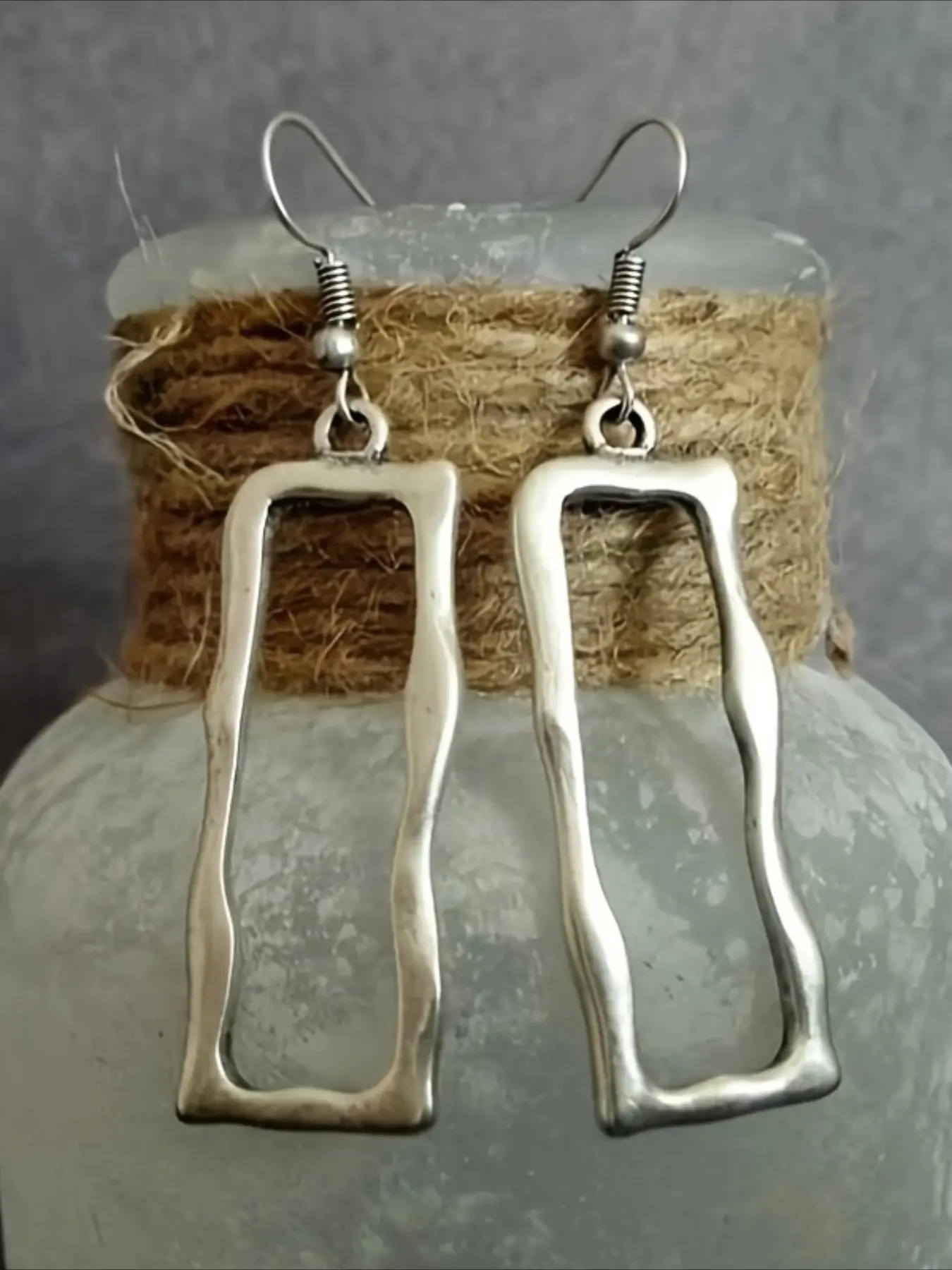 1 Pair of Retro and Simple Hanging Silver Rectangular Earrings, Drop Dangle Dangly Earrings, Minimalist Geometric Earrings, Earrings Dangling, Boho Style for Women's Accessories for Back To School Party, The Perfect Holiday Gift, Casual Trendy Jewelry