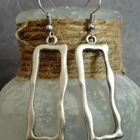 1 Pair of Retro and Simple Hanging Silver Rectangular Earrings, Drop Dangle Dangly Earrings, Minimalist Geometric Earrings, Earrings Dangling, Boho Style for Women's Accessories for Back To School Party, The Perfect Holiday Gift, Casual Trendy Jewelry