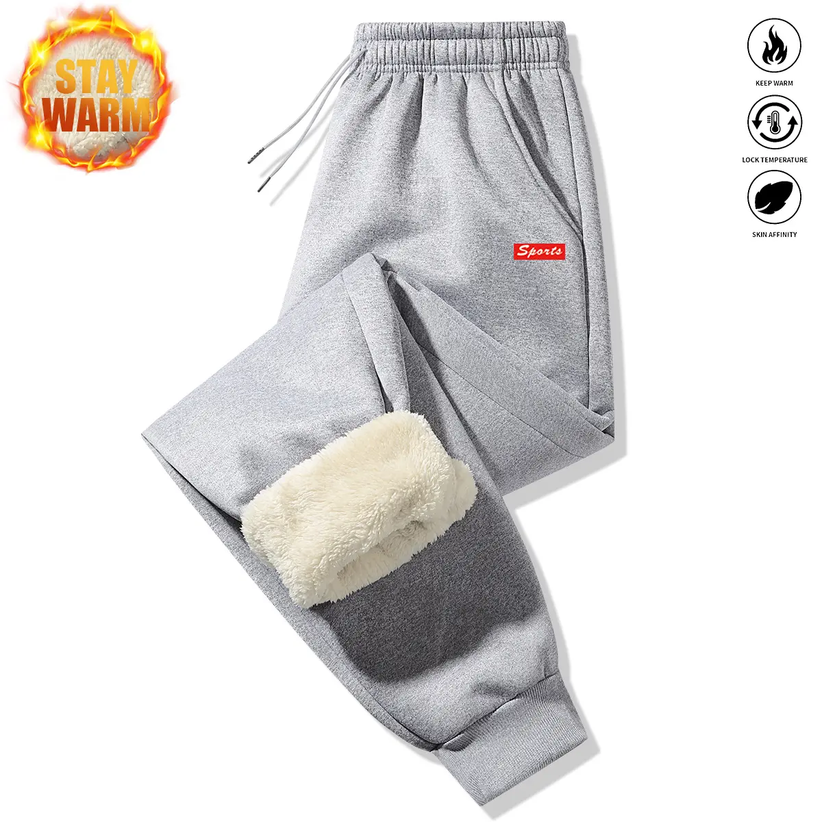 Men's Patterned Thickened Comfy Winter Sports Pants - Thick Lined, Sheepskin Infused, Suitable for Outdoor Activities & Cold Weather Wear, Comfy Men's Pants, Thickened Men's Pants