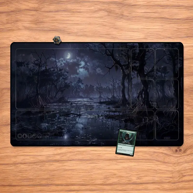 MTG Playmat: Dark Swamp with Zones & Labels Magic The Gathering