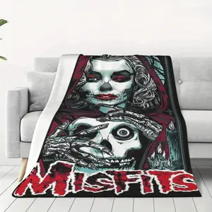 Misfits themed printed flannel blanket - cozy, soft and warm, suitable for all seasons, perfect for sofa, bed, office, camping, ideal gift