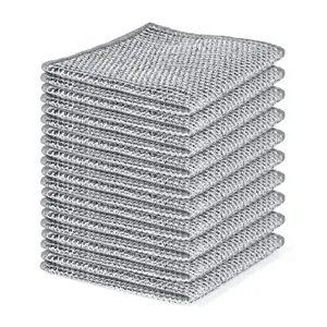 10-Pack Double-Layer Dry/Wet Dual-Use Metal Wire Non-Scratch Cloth Microfiber Dish Cloth for Cookware Tableware Sink Stove Cleaning Eco-Friendly Reusable Quick-Dry Microfiber kitchen tool deep home pod fast soft towel rag household cleansing multipurpose
