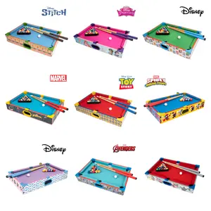 Officially Licensed Multi-IP Wooden Mini Tabletop Pool Table, Kids Family Billiards Arcade Game, Toy Story, Disney Princess, Spider-Man, Mickey & Friends, Avengers, Stitch, and More