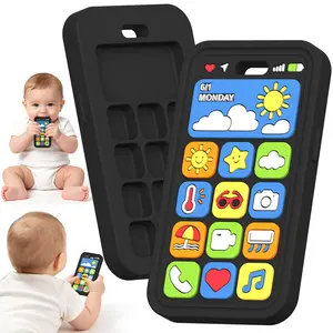 Baby Teething Toys Silicone Baby Phone Teether Over 3 Months - Baby Essentials Sensory Chew Toys - Baby Teether for Teething Relief - BPA Free Infant Toys Baby Shower Gifts