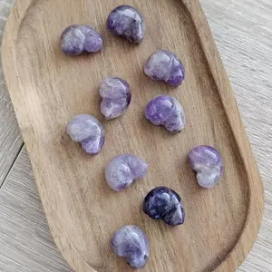 Sleeping Cat Crystal Carving in Amethyst, Obsidian, and Fluorite