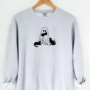 Ghost and black cats sweatshirt or T-shirt