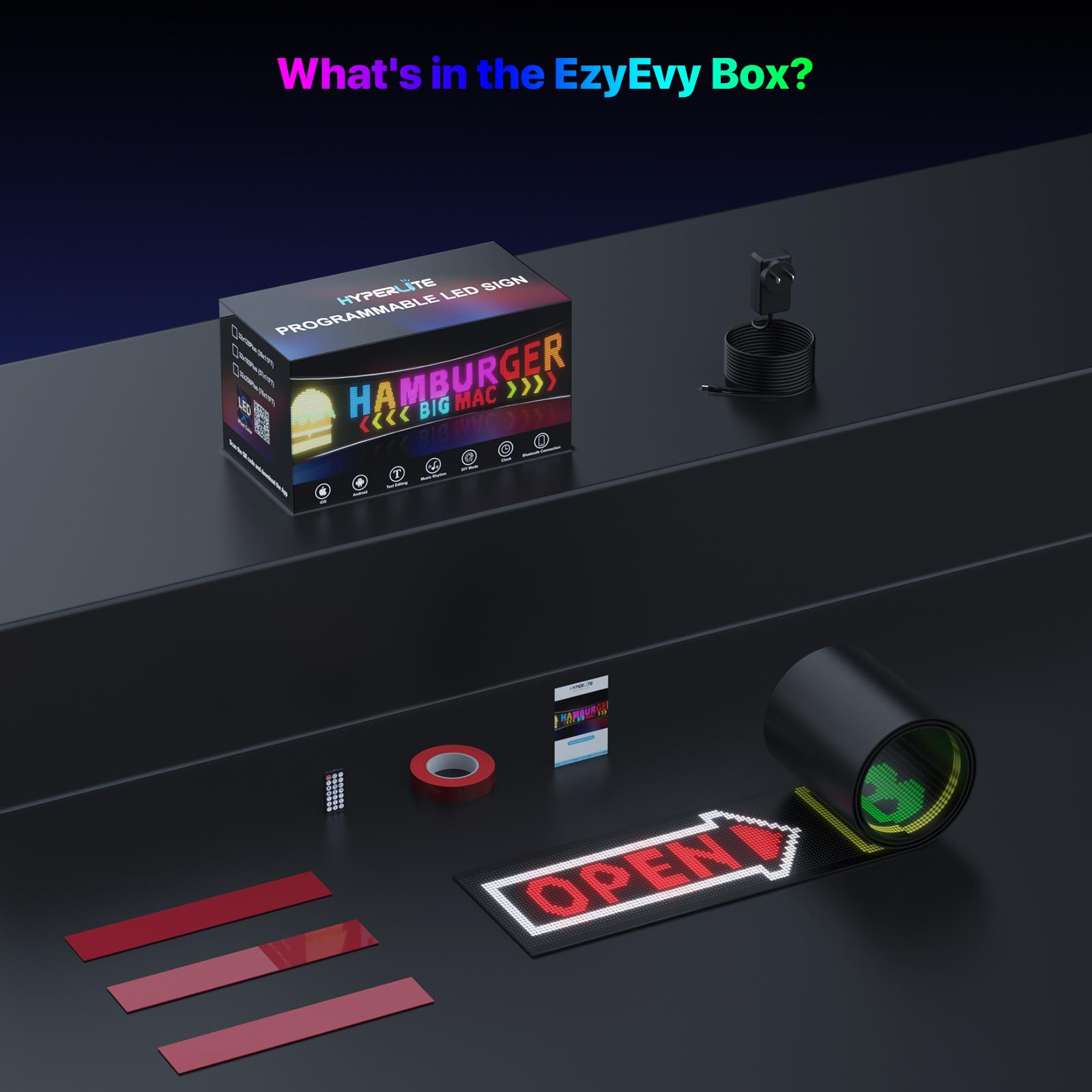 HYPERLITE Scrolling LED Message Sign USB Programmable Display Board Custom Text Marquee Light with App Control for Business Restaurant Event Christmas Decor Multiple Sizes 898mm to 3340mm stockup mothersday