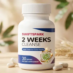 2 Weeks Cleanse Capsules for Adults, Digestive Support Supplement with Probiotics, Senna Leaf & Aloe Vera, 30 Count Gut Health Cleanse Daily Wellness Formula