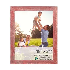360 Stand Rustic Farmhouse Red Wooden Photo Frame, 18x24 in, 360-Degree Rotatable Display, Frame Ready to Hang, Home Decor Accessory