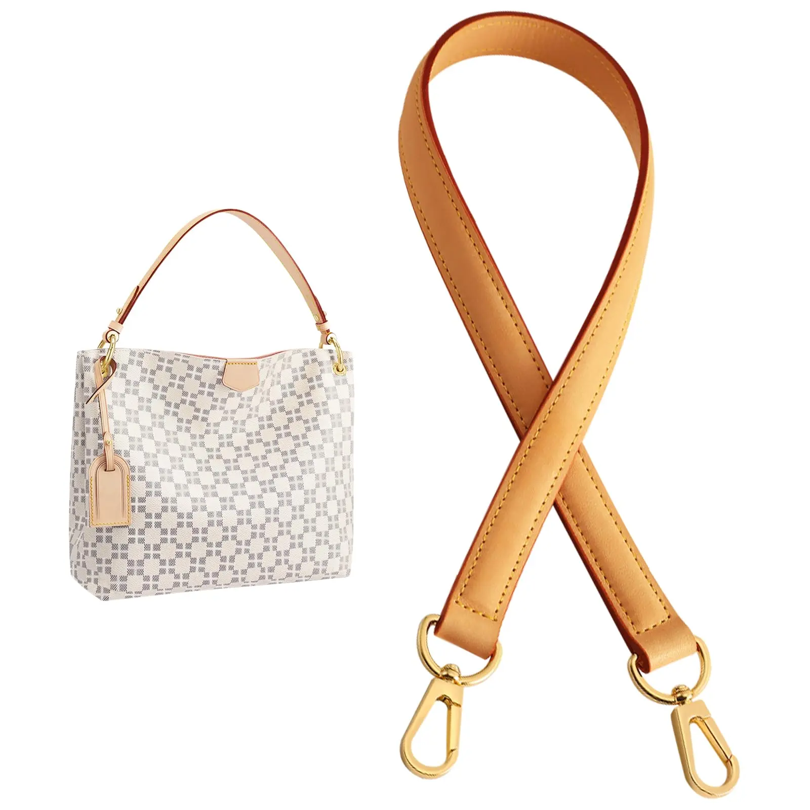 Jiesinlov Vachetta Leather Detachable Aftermarket Strap-Style Accessory, Replacement Shoulder Strap for Gracefull Bags, Bag Accessories, Aftermarket Bag Straps